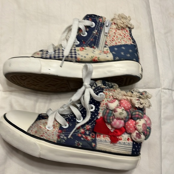 Yeeshow Girls High Top Patchwork Patch Sneakers Blue White 13 US / 30 Euro - Picture 1 of 8